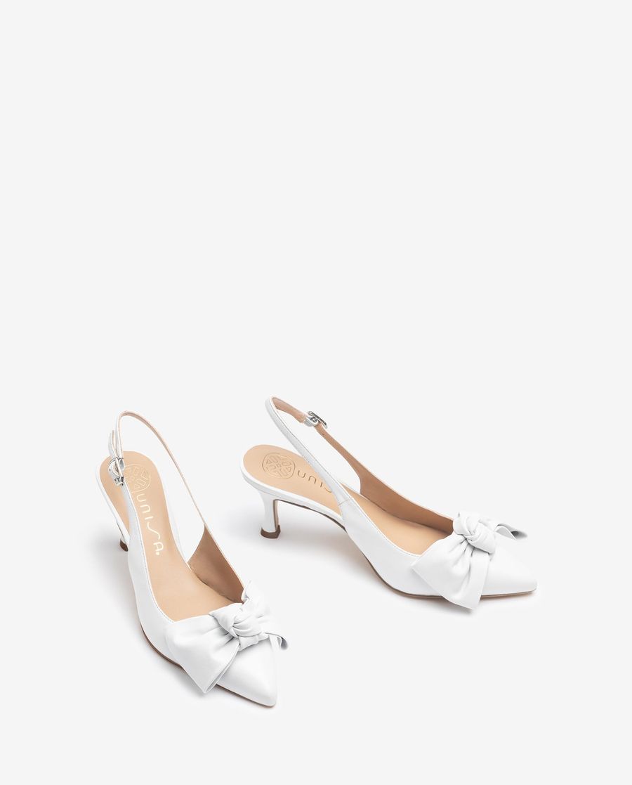 Sandales à bride arrière et bout pointu avec nœud Unisa pour femme - Blanc
