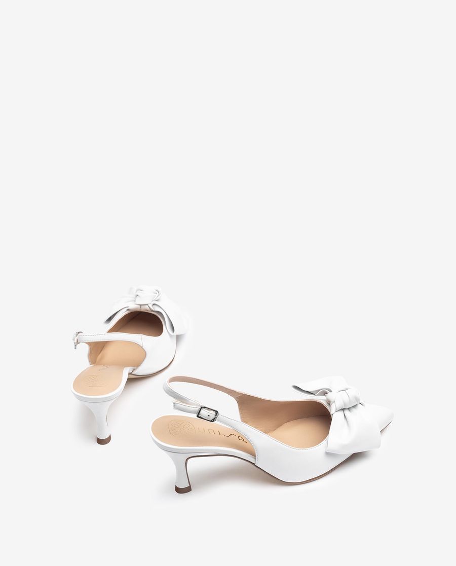 Sandales à bride arrière et bout pointu avec nœud Unisa pour femme - Blanc