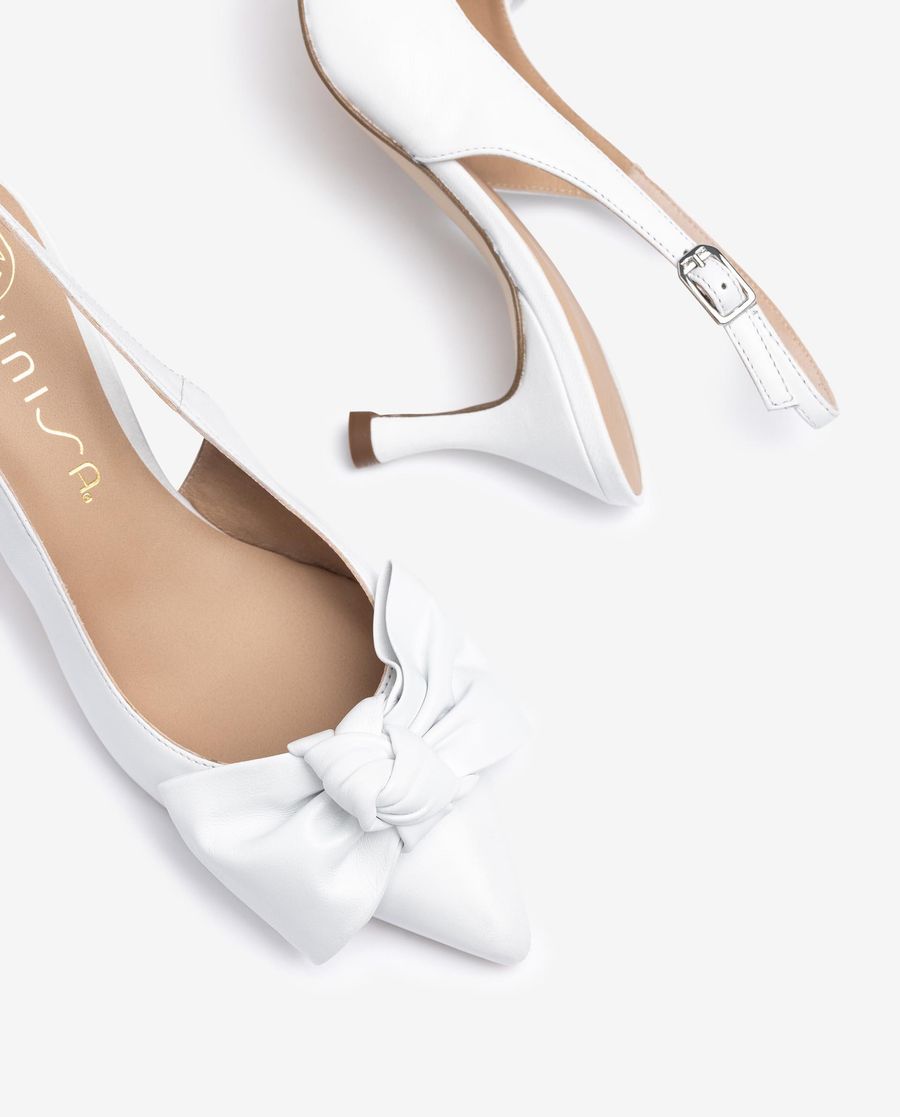 Sandales à bride arrière et bout pointu avec nœud Unisa pour femme - Blanc