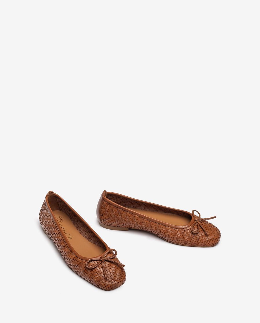 Ballerines en cuir tressé Unisa pour femme - Marron