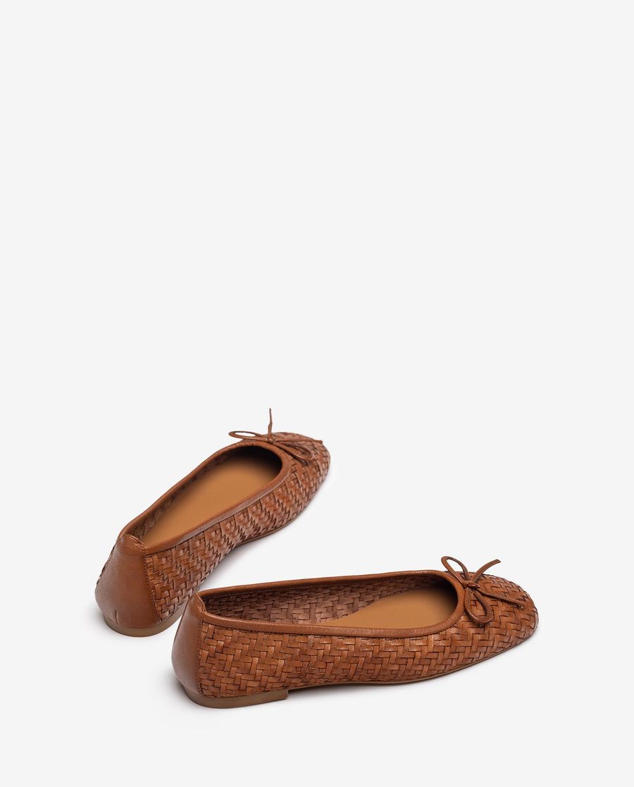 Ballerines en cuir tressé Unisa pour femme - Marron