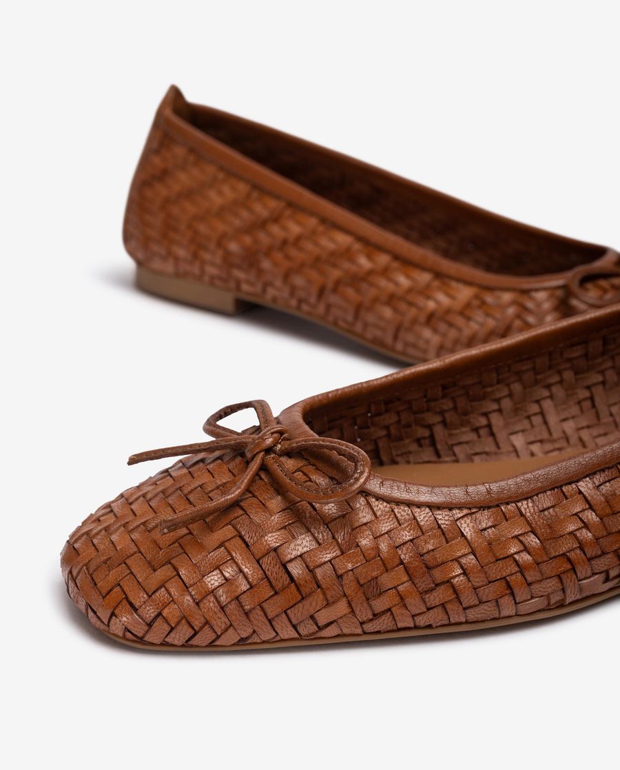 Ballerines en cuir tressé Unisa pour femme - Marron