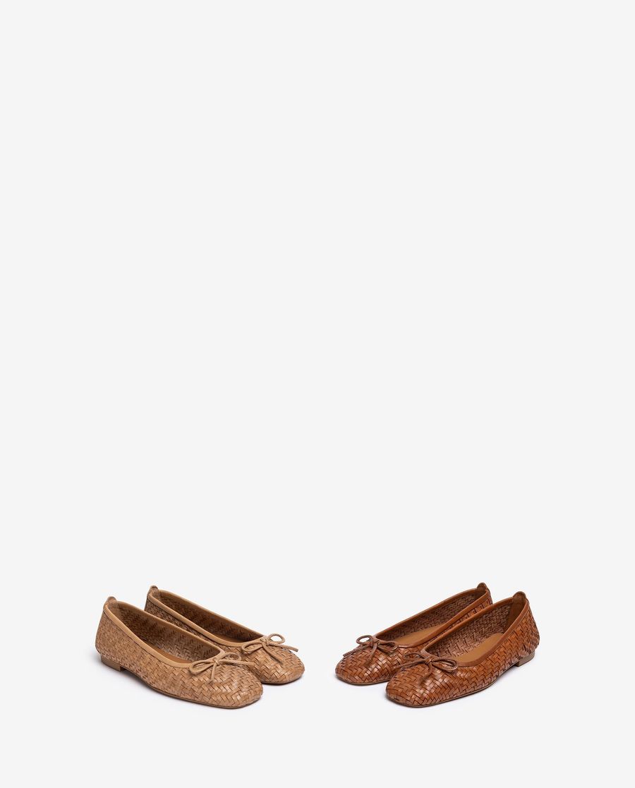 Ballerines en cuir tressé Unisa pour femme - Marron