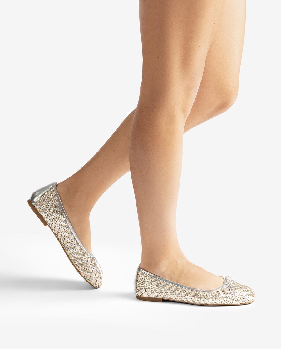 Ballerine Unisa Femme en cuir tressé - Platine / Argenté