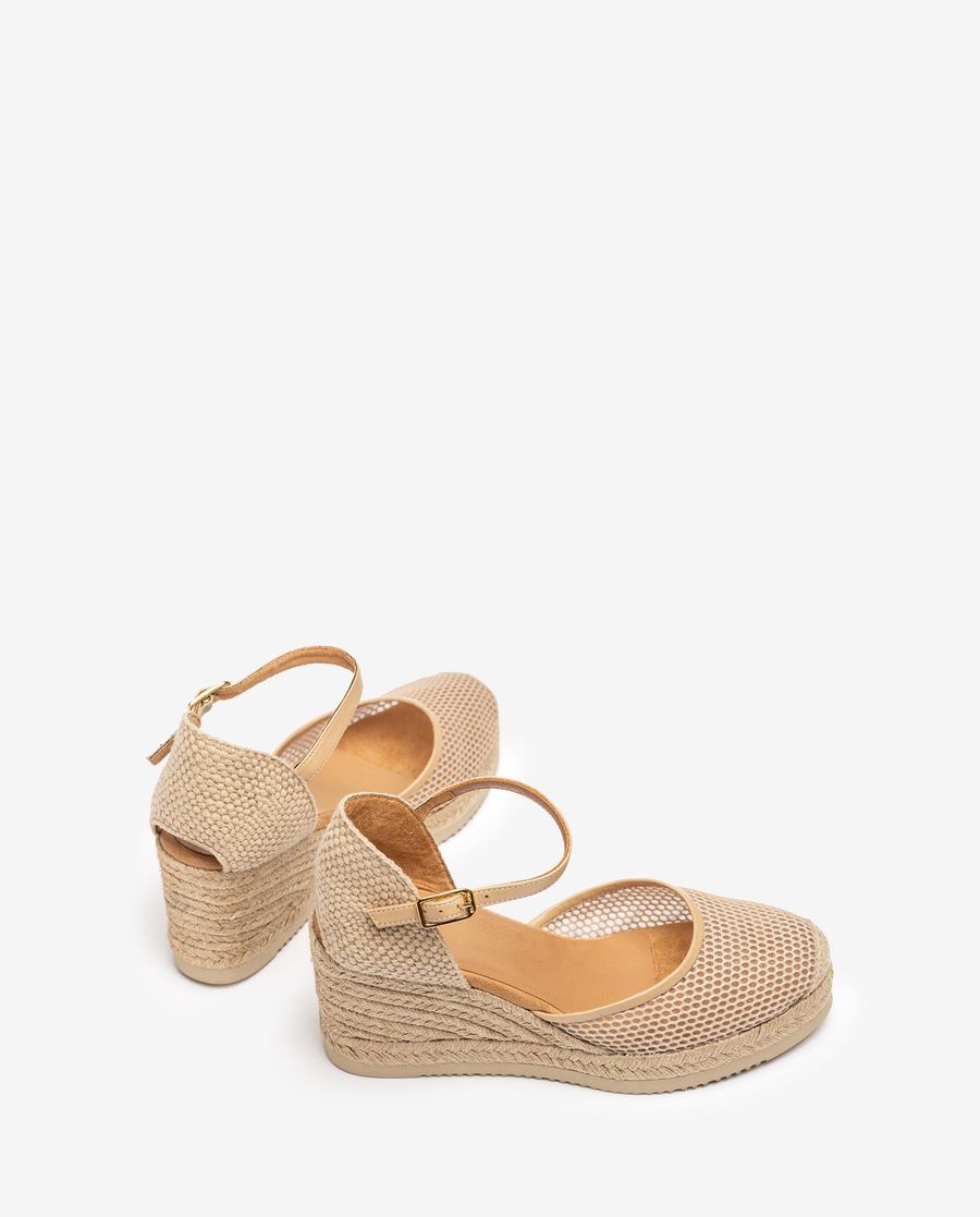 Espadrilles Unisa Femme en maille et cuir - Beige
