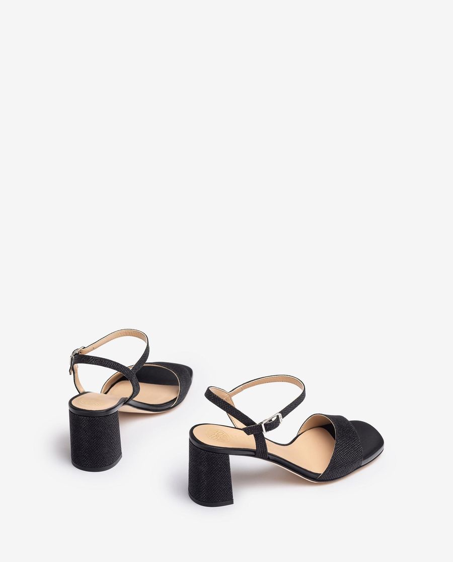 Sandales en tissu brillant Unisa pour femme - Noir