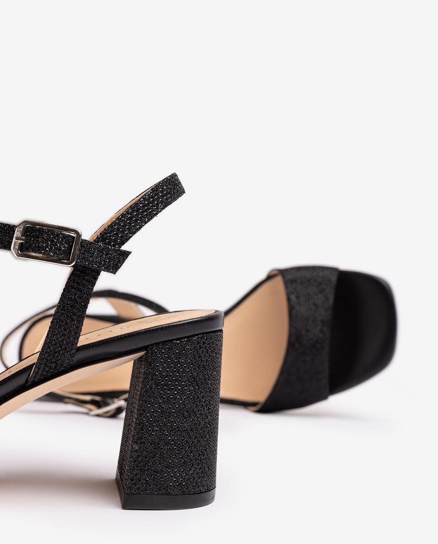 Sandales en tissu brillant Unisa pour femme - Noir