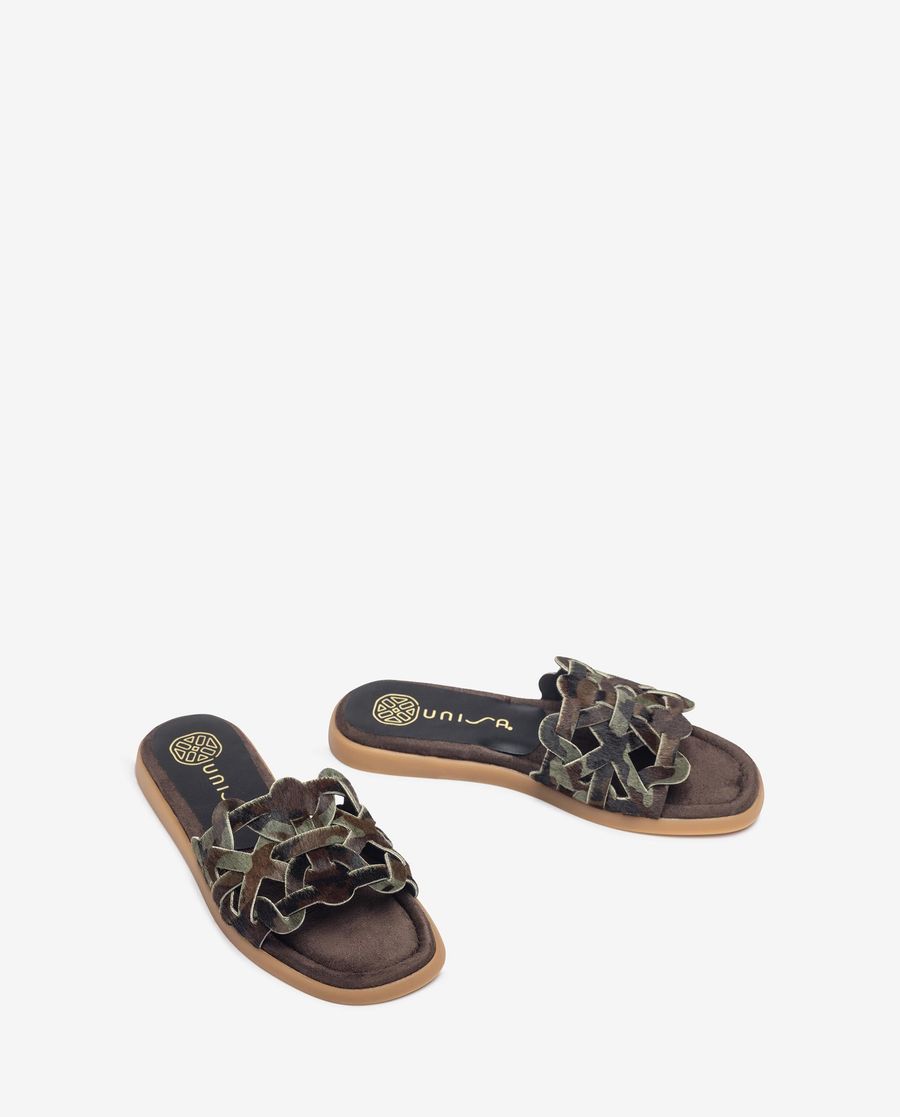 Sandales plates à tige géométrique Unisa pour femme - Vert