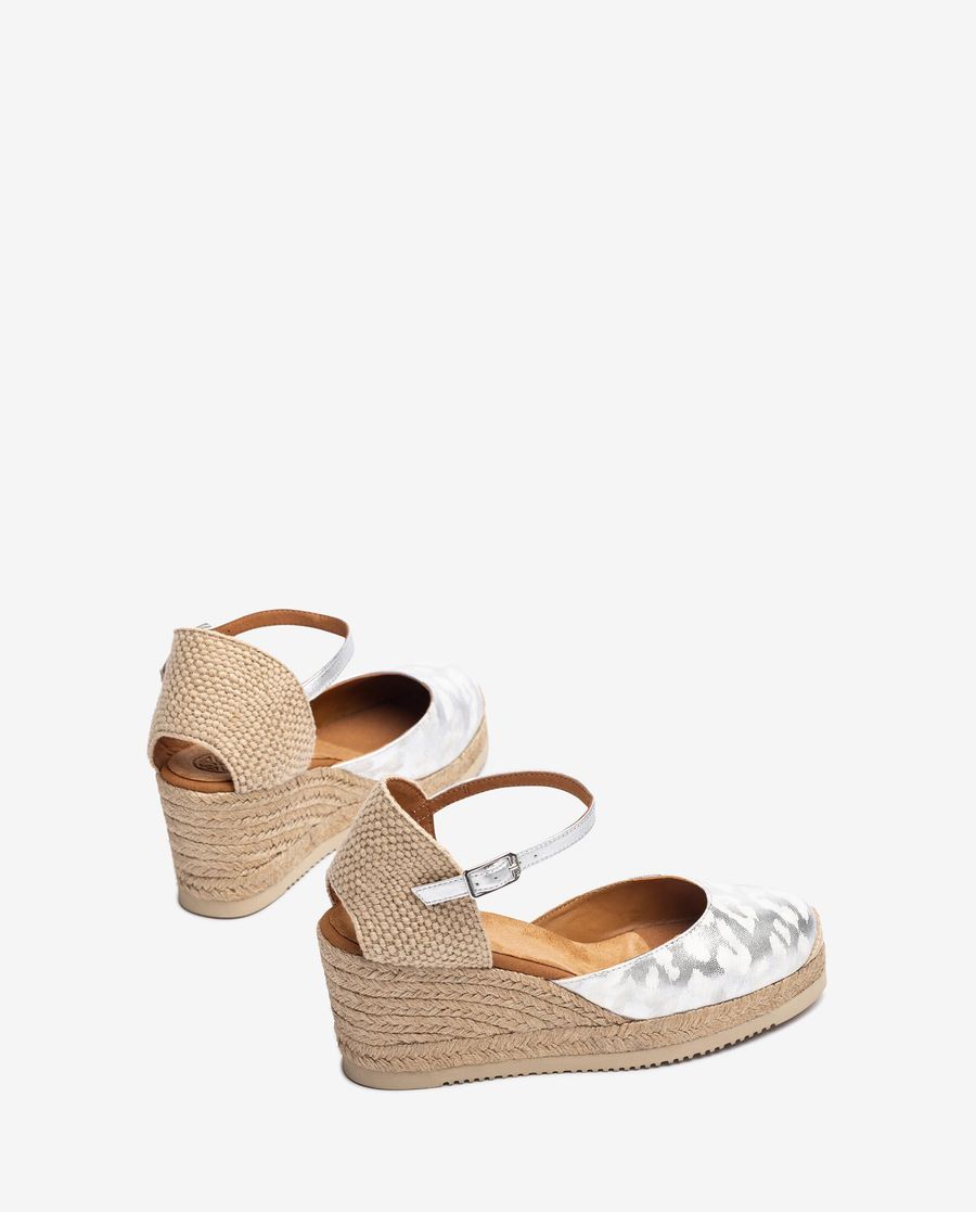 Espadrilles à talons aiguilles en cuir imprimé Unisa pour femme - Argent