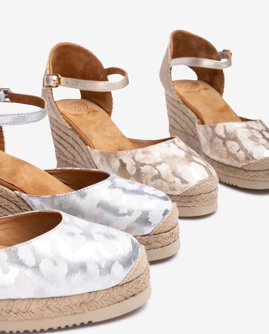 Espadrilles à talons aiguilles en cuir imprimé Unisa pour femme - Argent