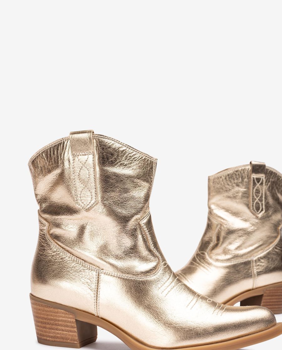 Bottines western Unisa Femme avec coutures Doré