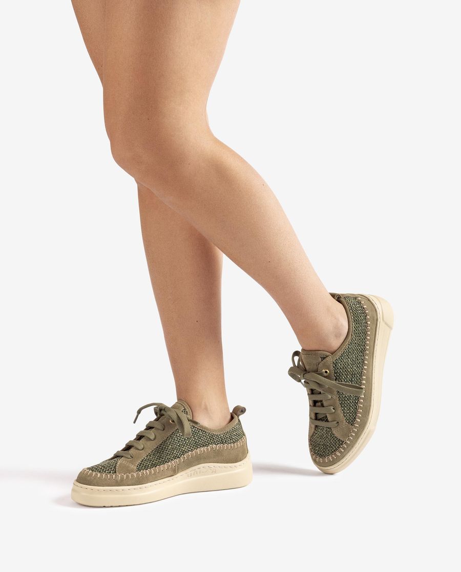 Baskets en daim et raphia Unisa pour femme - Vert