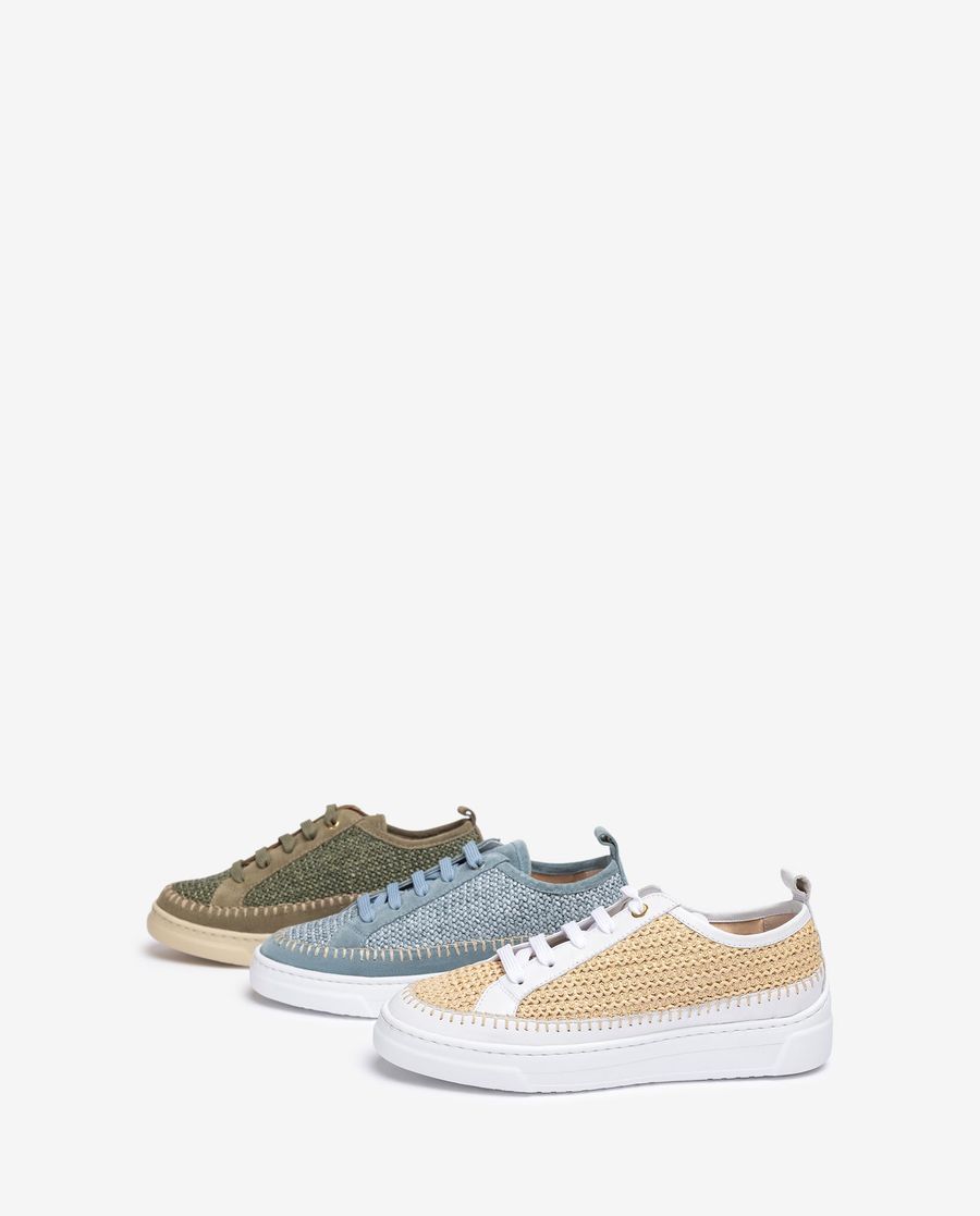 Baskets en daim et raphia Unisa pour femme - Vert