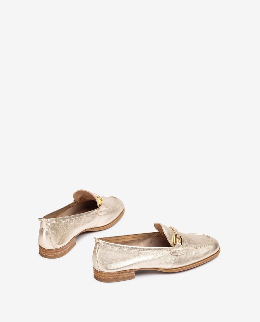 Mocassins Unisa Femme avec bordure en cuir assorti - Doré