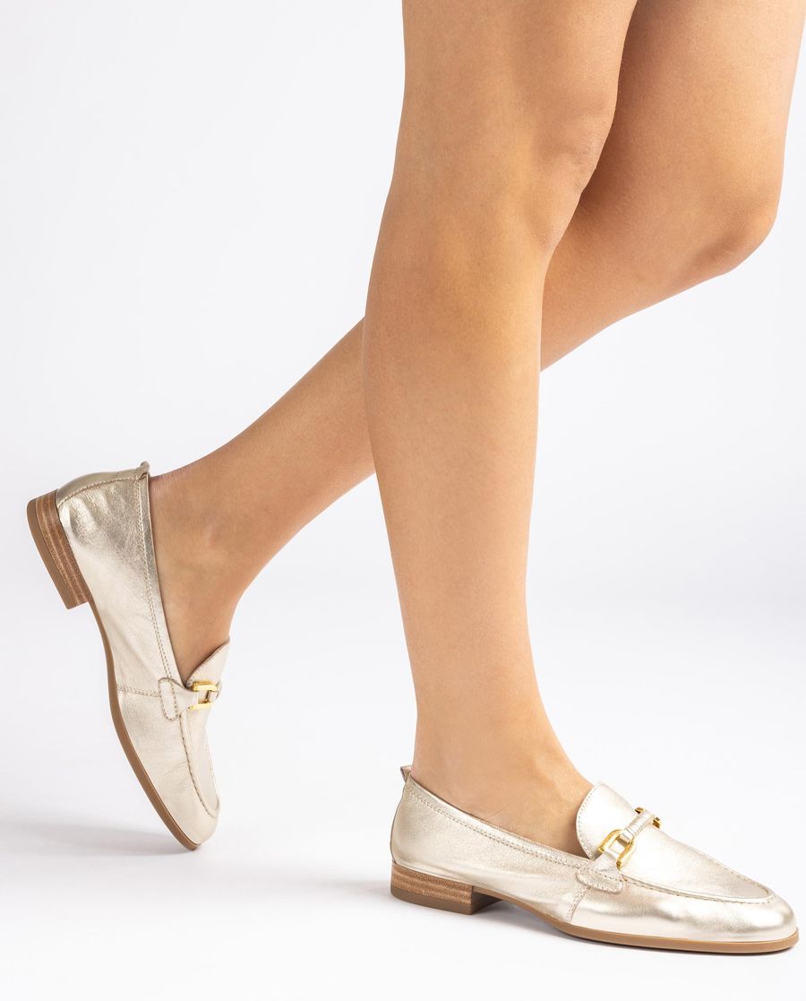 Mocassins Unisa Femme avec bordure en cuir assorti - Doré