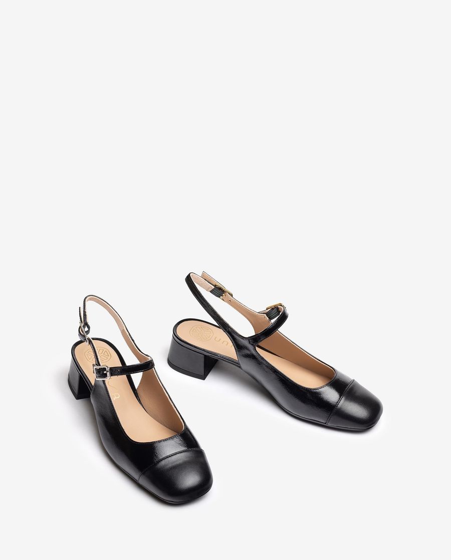 Ballerines Unisa à bout carré et bride arrière pour femme - Noir