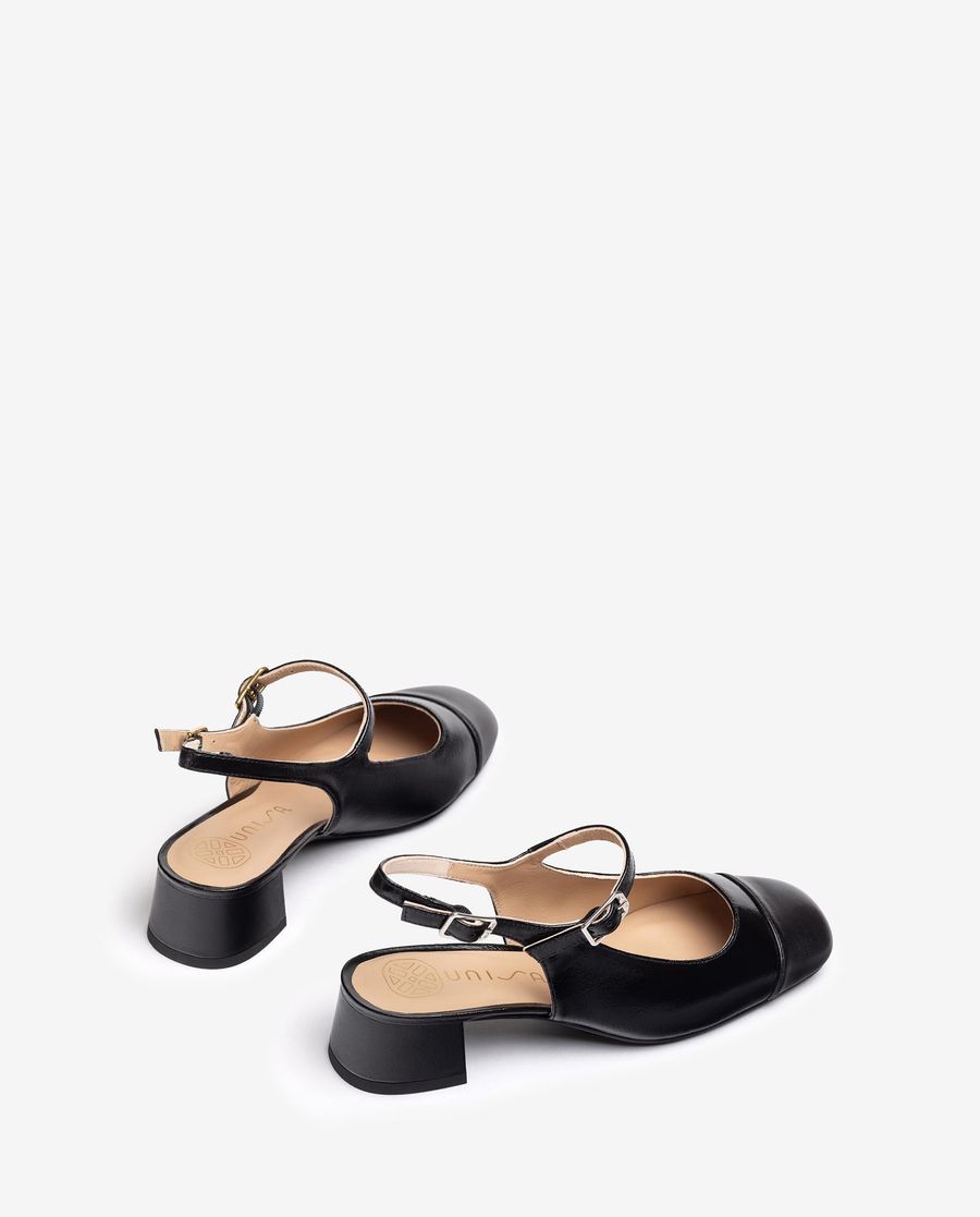 Ballerines Unisa à bout carré et bride arrière pour femme - Noir