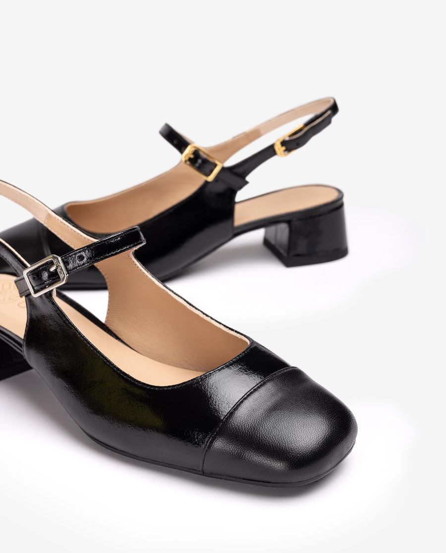 Ballerines Unisa à bout carré et bride arrière pour femme - Noir
