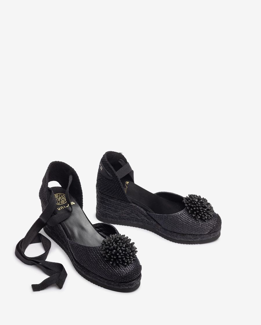 Espadrilles en raphia ornées Unisa Femme - Noir