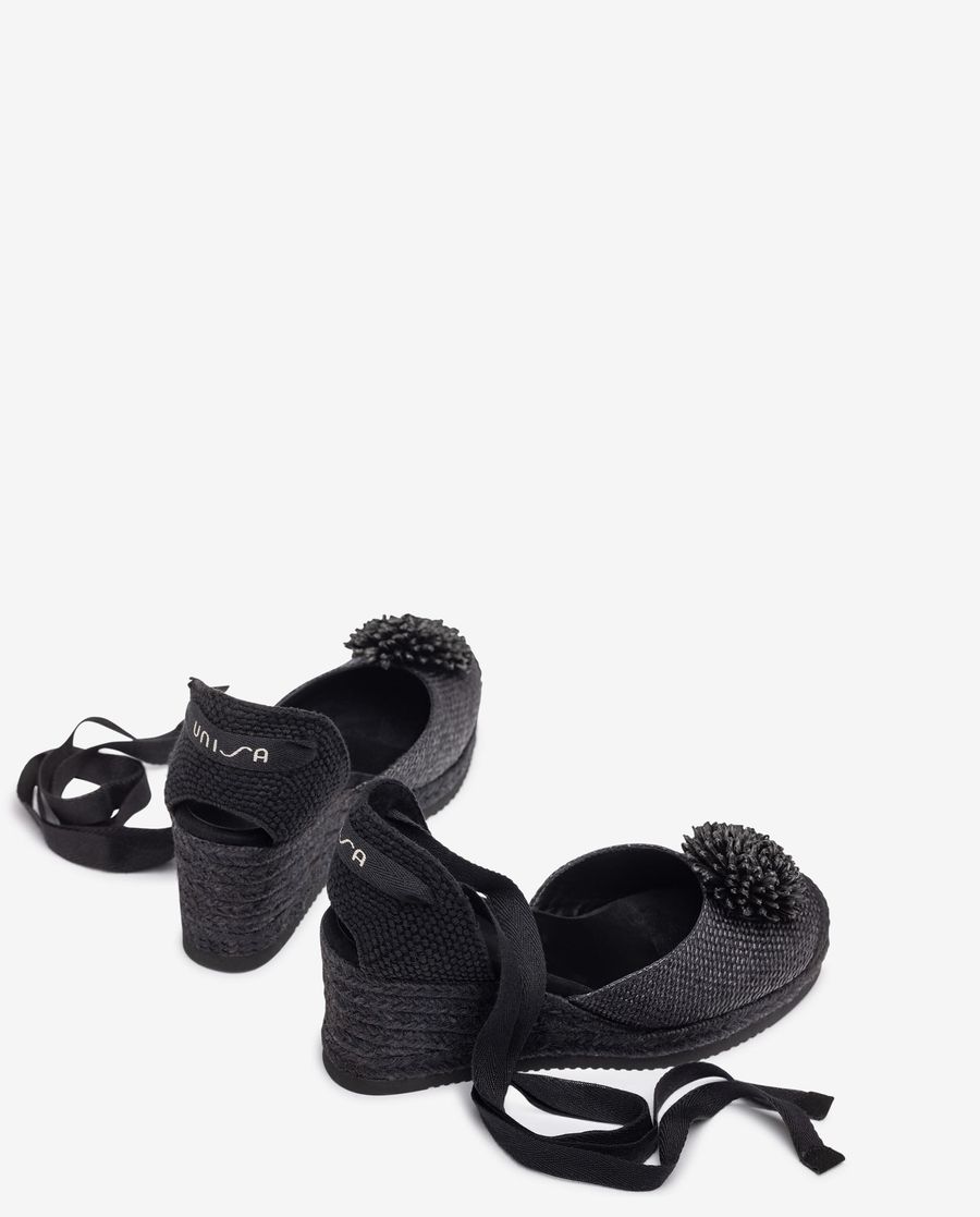 Espadrilles en raphia ornées Unisa Femme - Noir