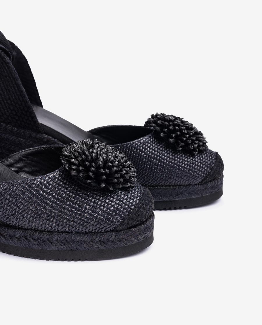 Espadrilles en raphia ornées Unisa Femme - Noir