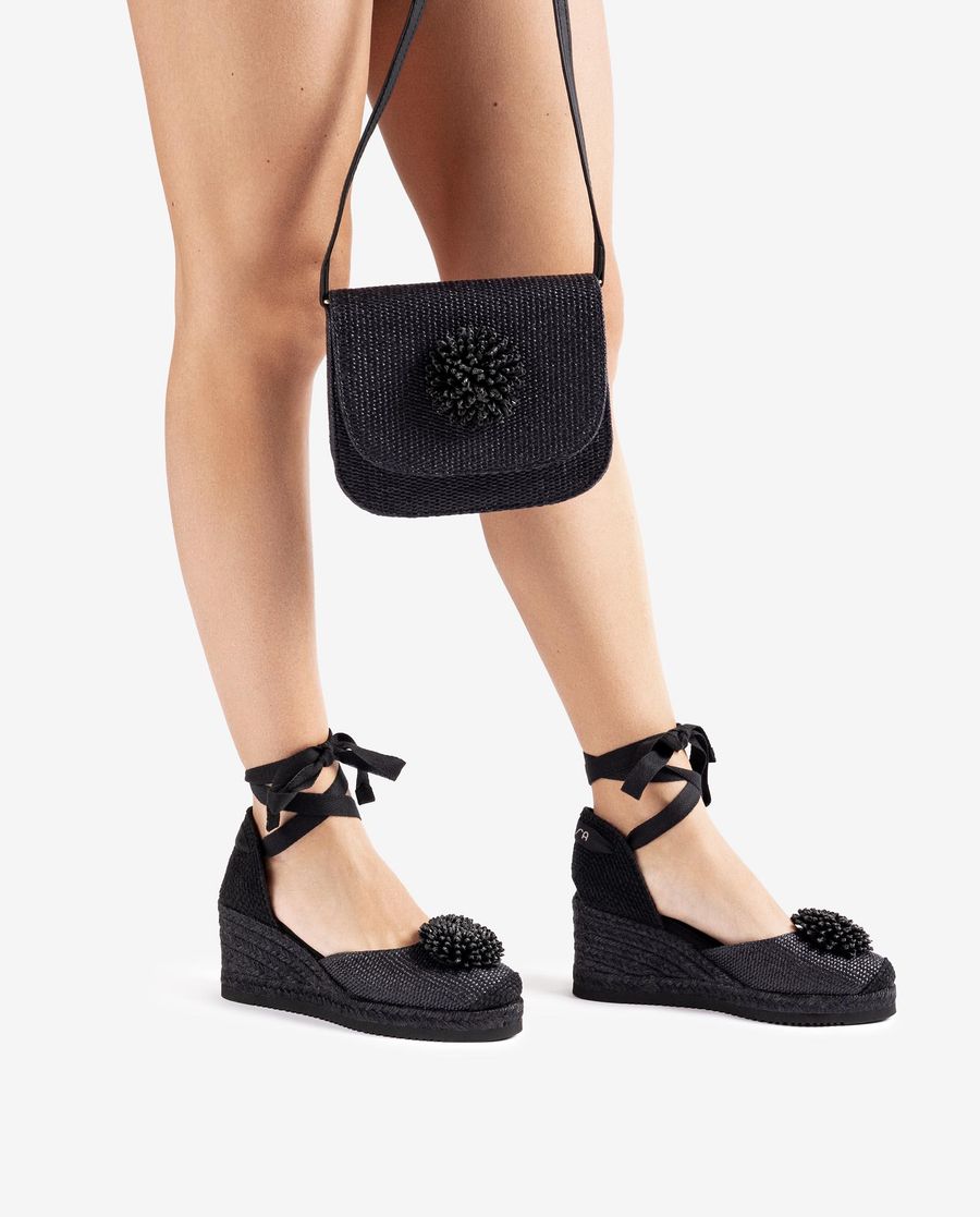 Espadrilles en raphia ornées Unisa Femme - Noir