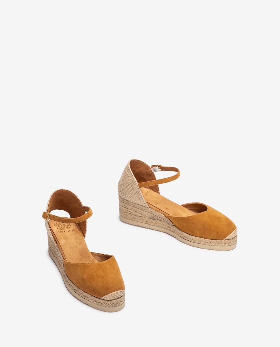 Espadrilles compensées basses en daim Unisa pour femme - Marron