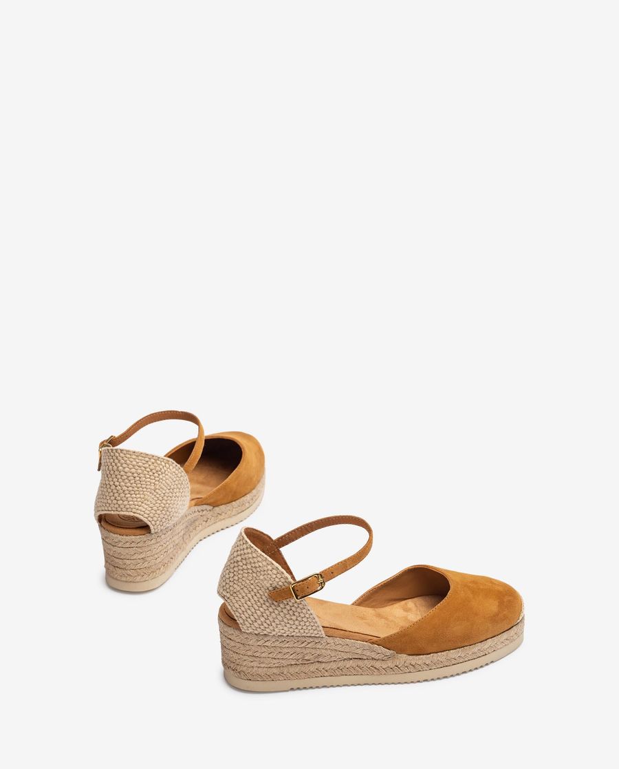 Espadrilles compensées basses en daim Unisa pour femme - Marron