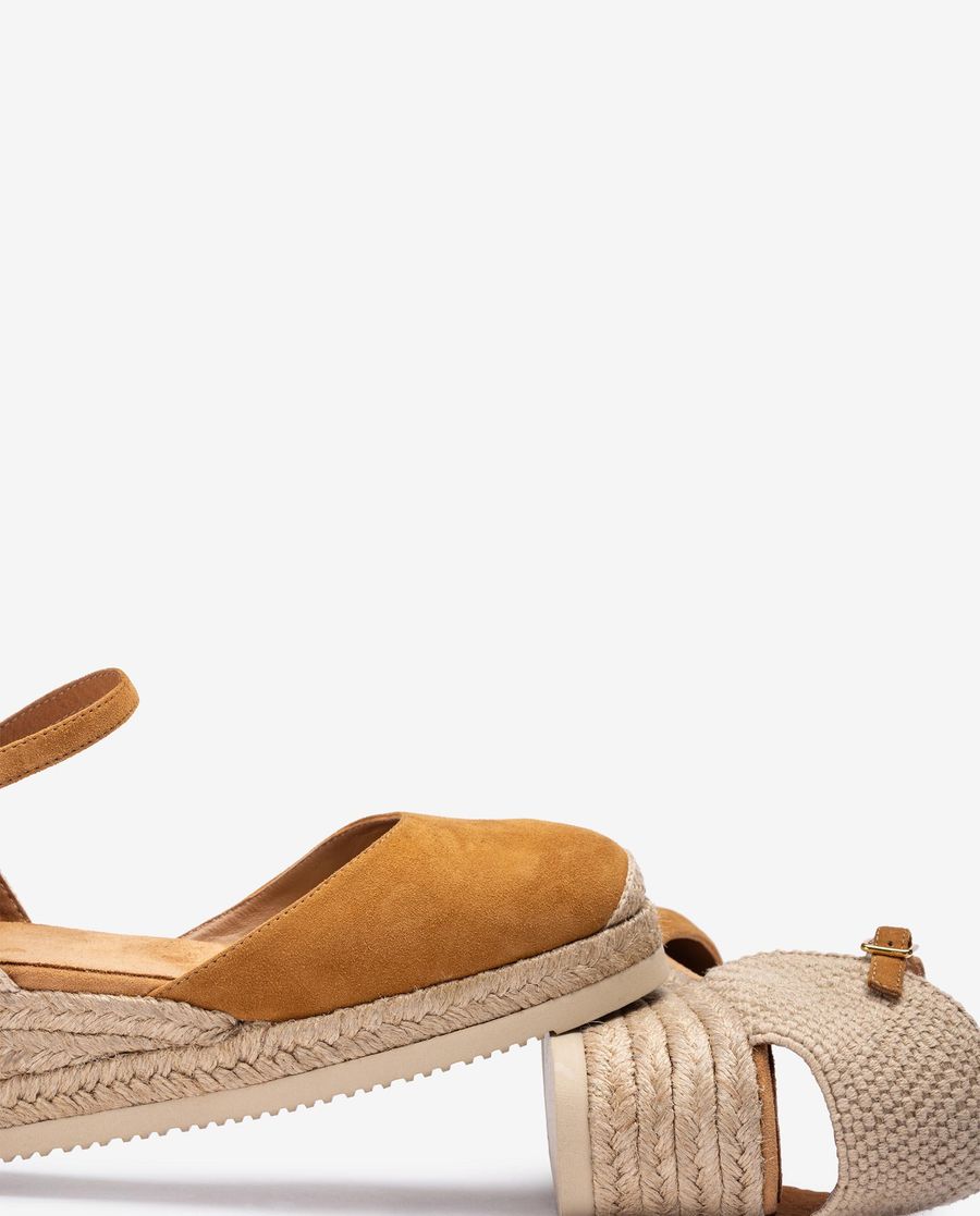 Espadrilles compensées basses en daim Unisa pour femme - Marron