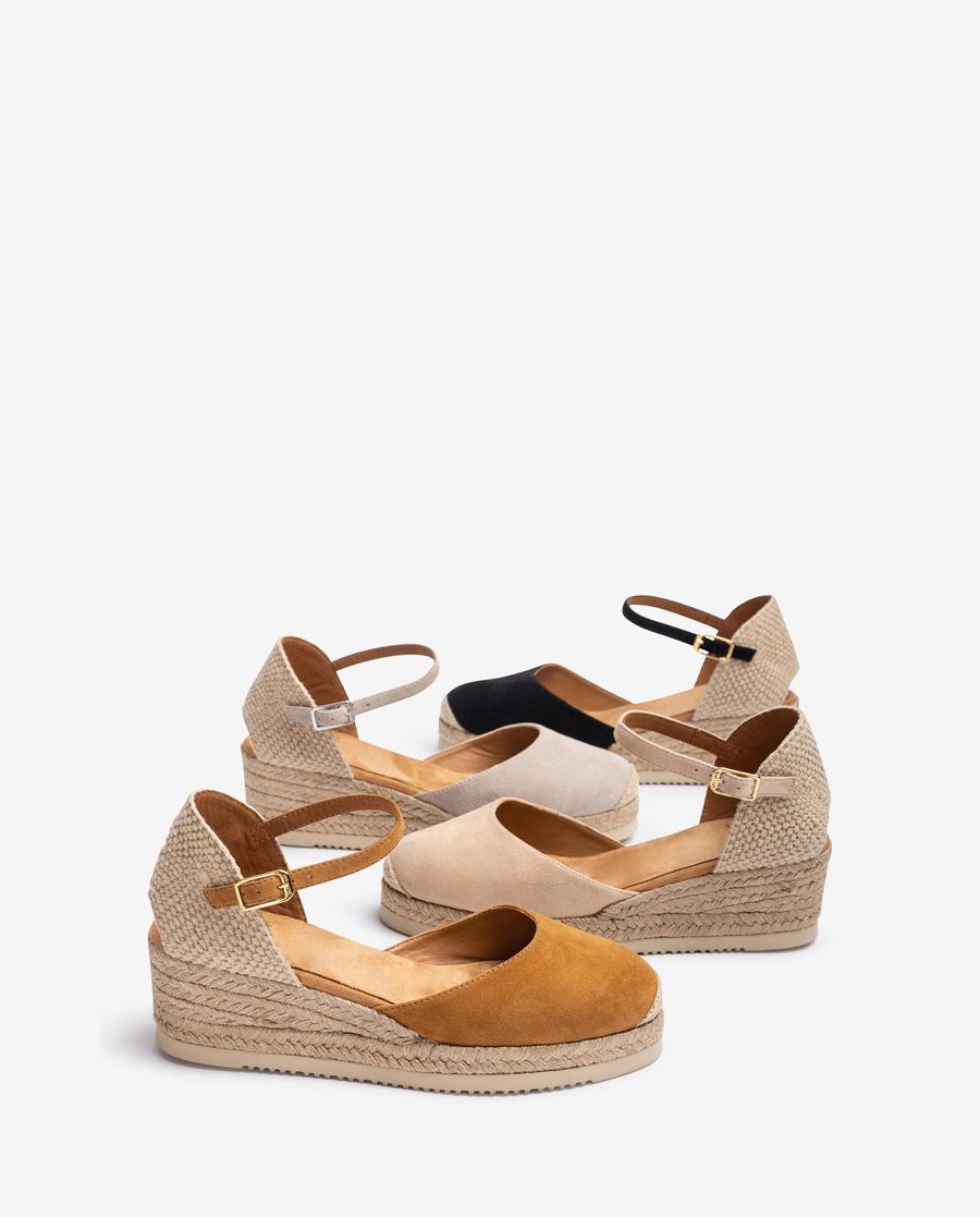 Espadrilles compensées basses en daim Unisa pour femme - Marron