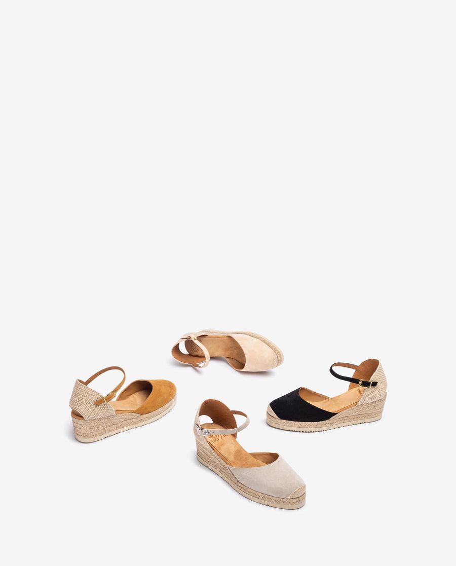 Espadrilles compensées basses en daim Unisa pour femme - Marron