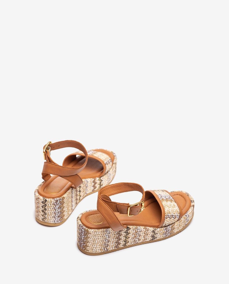 Sandales en raphia pour femme - Unisa Sandales à brides - Marron