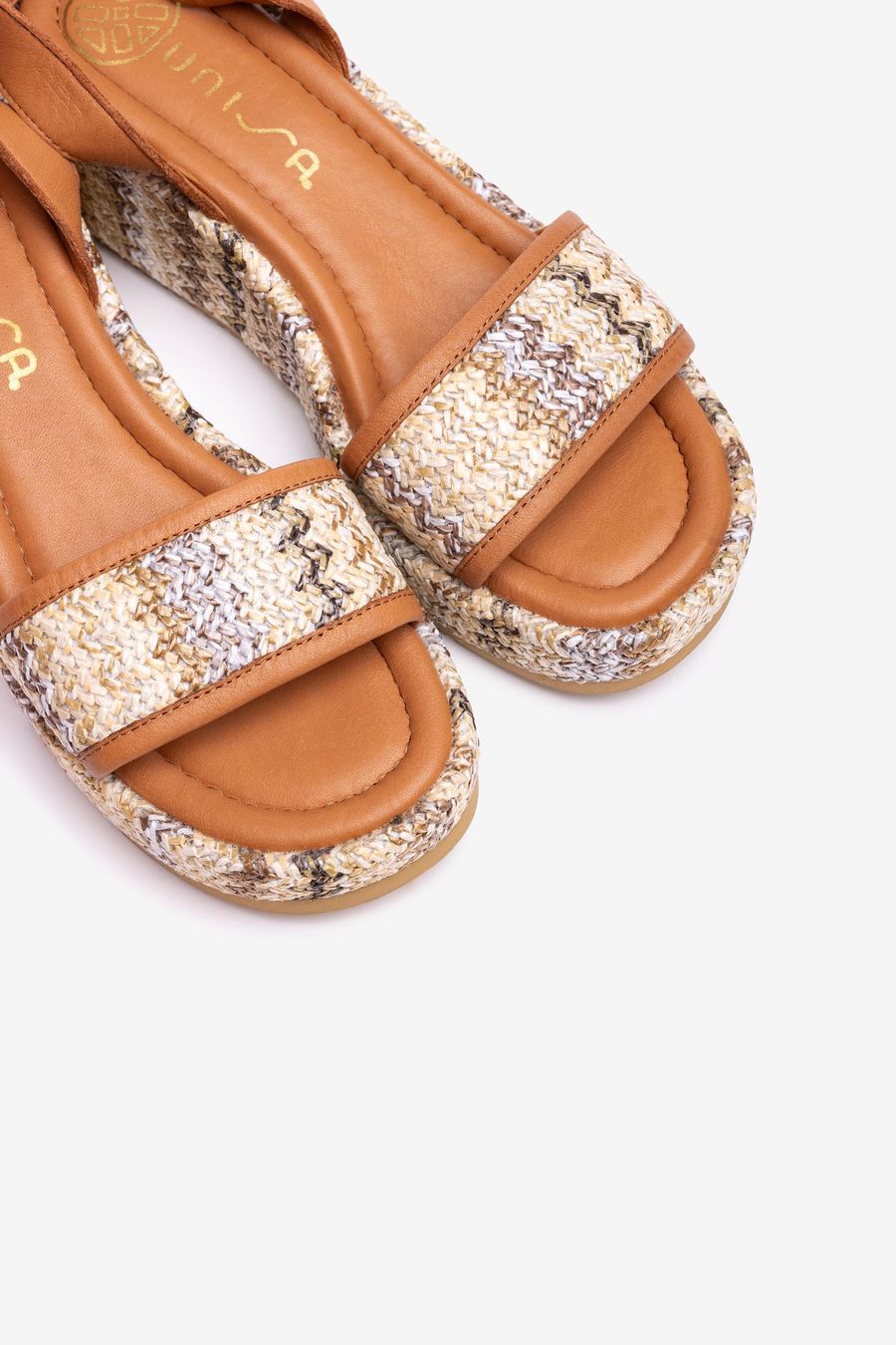 Sandales en raphia pour femme - Unisa Sandales à brides - Marron