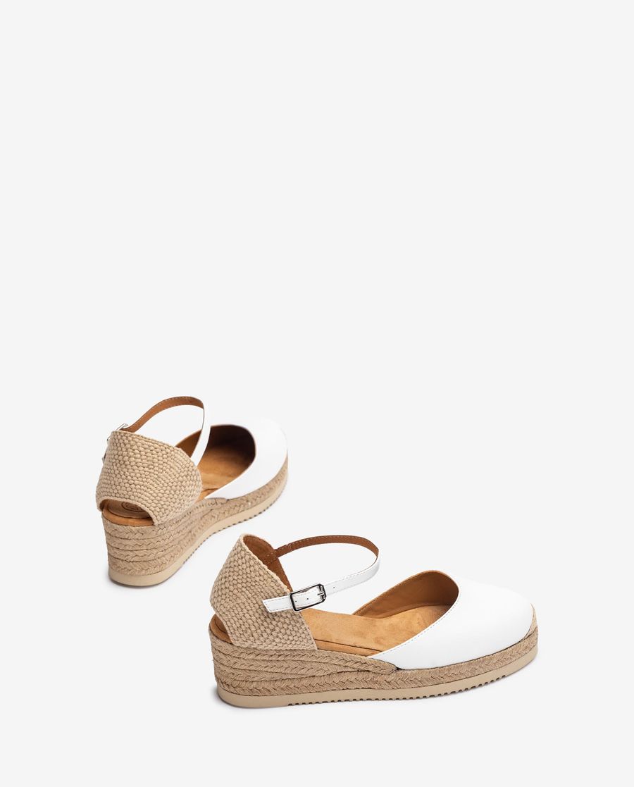 Espadrilles compensées basses en cuir pour femme Unisa - Blanc