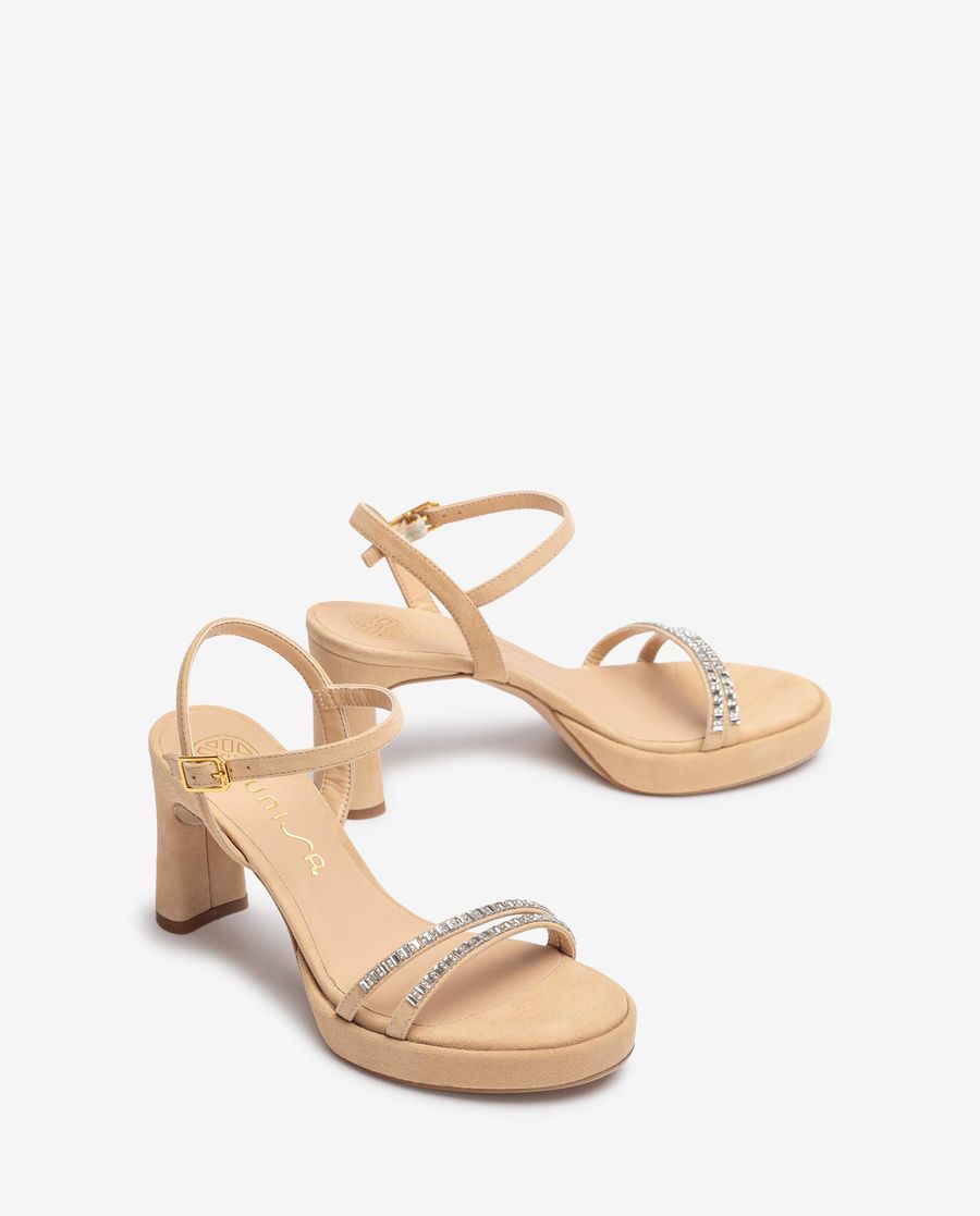 Sandales habillées à cristaux Unisa pour femme - Beige