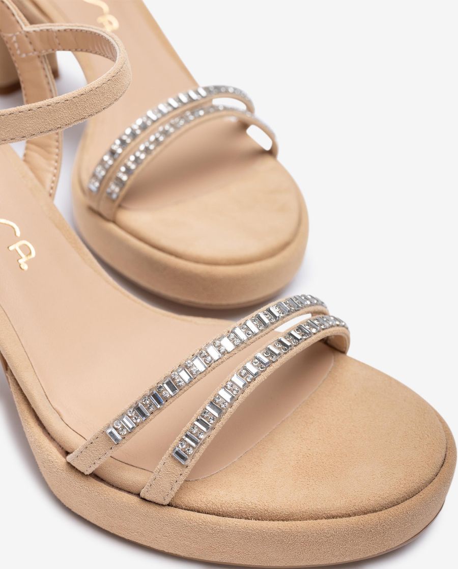 Sandales habillées à cristaux Unisa pour femme - Beige