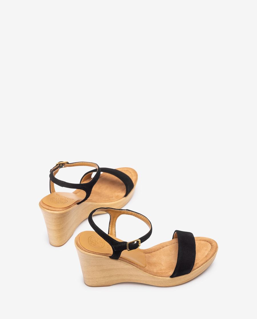 Sandales compensées effet bois Unisa pour femme - Noir