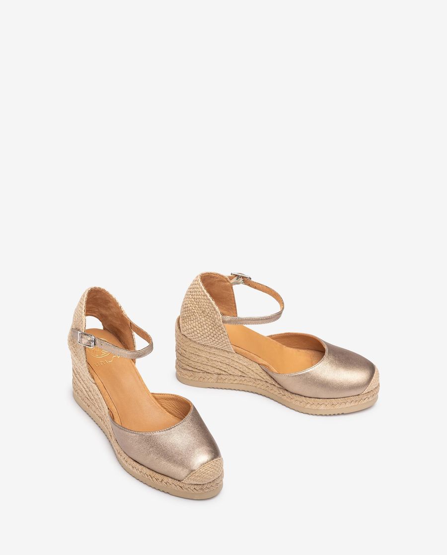 Espadrilles à talons hauts Unisa pour femme Espadrille en cuir métallisé - Bronze