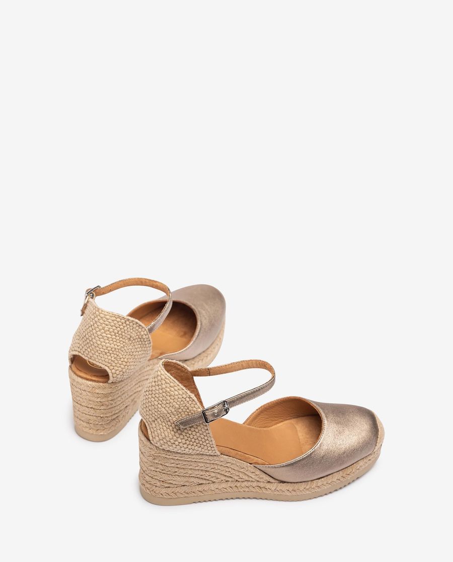 Espadrilles à talons hauts Unisa pour femme Espadrille en cuir métallisé - Bronze