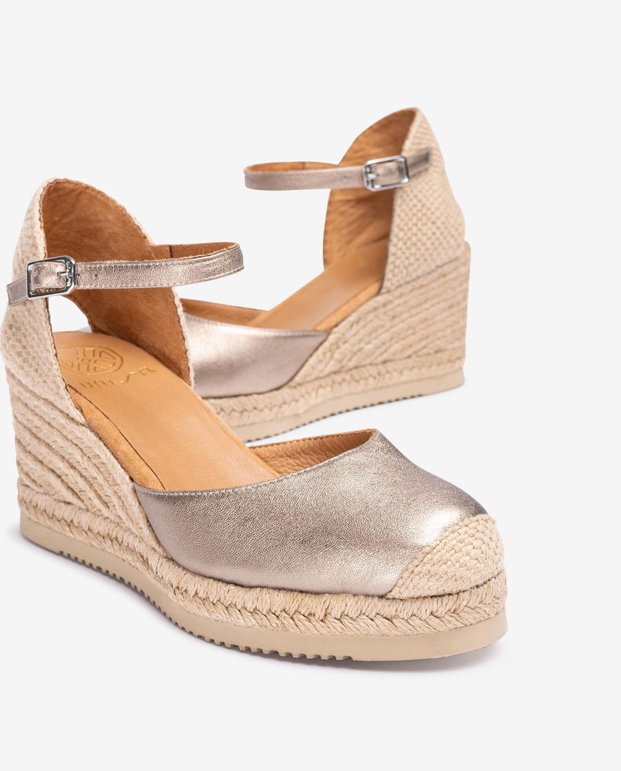 Espadrilles à talons hauts Unisa pour femme Espadrille en cuir métallisé - Bronze