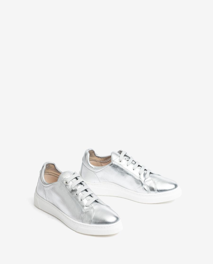 Baskets Unisa en cuir métallisé pour femme - Argent