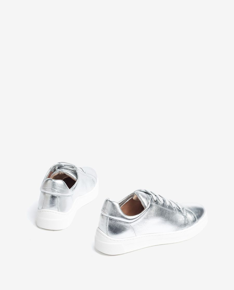 Baskets Unisa en cuir métallisé pour femme - Argent