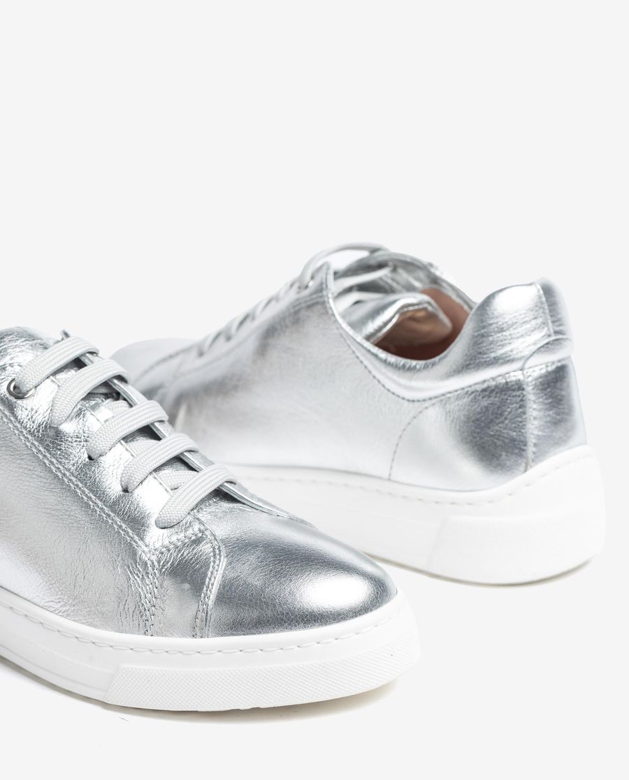 Baskets Unisa en cuir métallisé pour femme - Argent