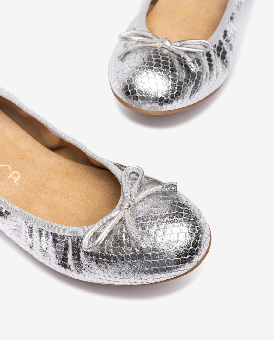 Ballerines Unisa avec nœud - Argentées