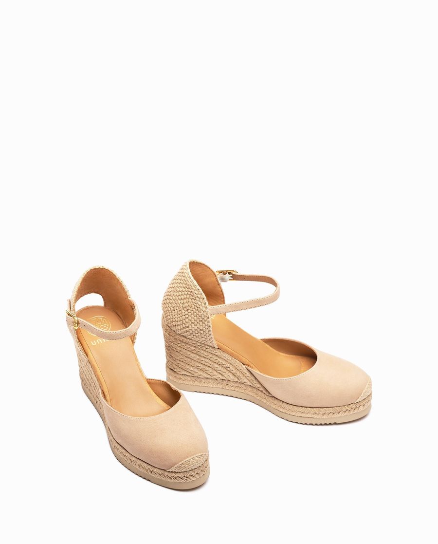 Espadrilles compensées en daim Unisa pour femme - Beige