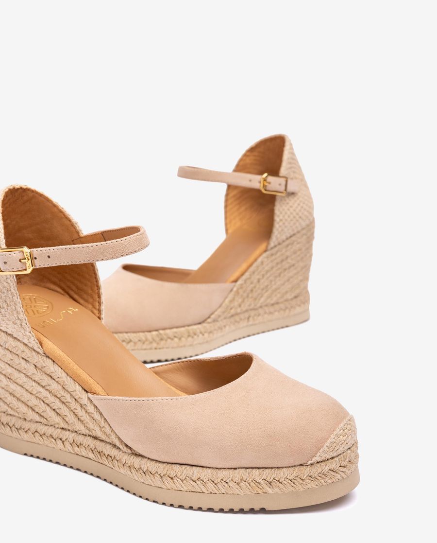 Espadrilles compensées en daim Unisa pour femme - Beige