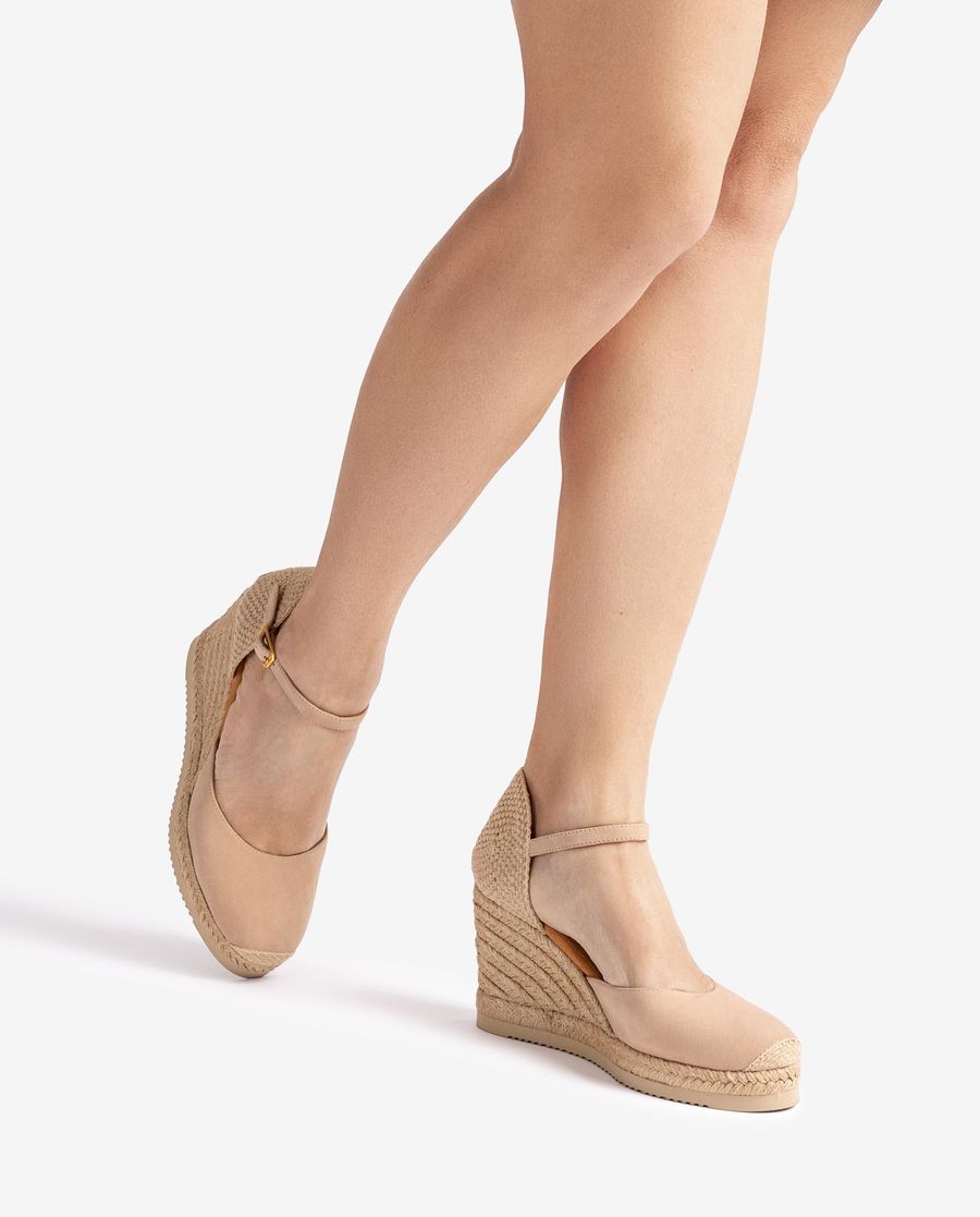 Espadrilles compensées en daim Unisa pour femme - Beige