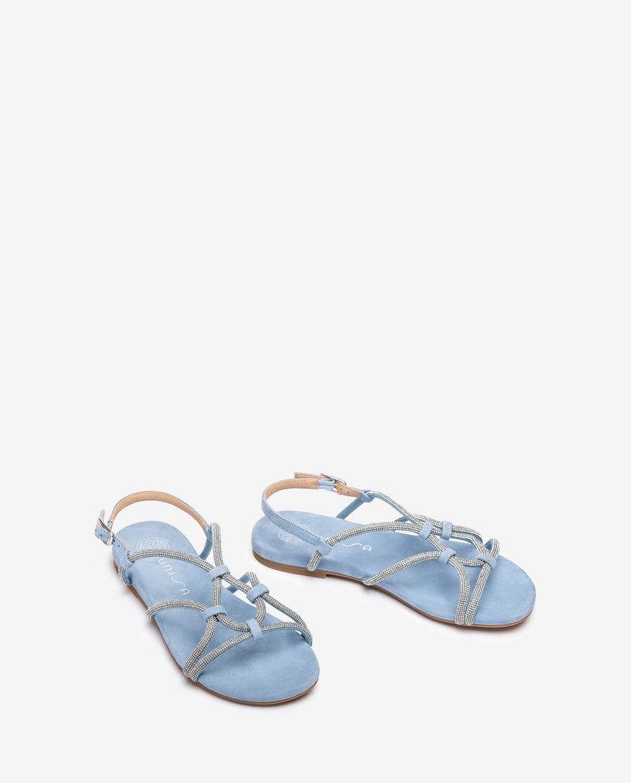 Sandales plates en daim Unisa pour femme - Bleu