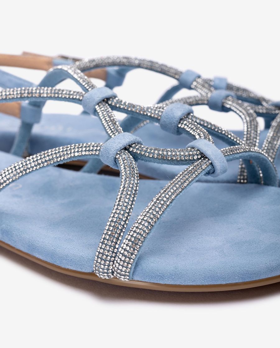 Sandales plates en daim Unisa pour femme - Bleu