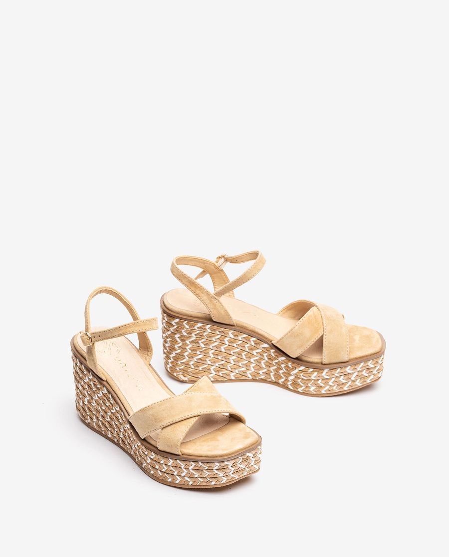 Sandales compensées tressées Unisa pour femme - Marron